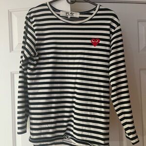 Comme des Garcons Black and White Striped Long Sleeve Tee